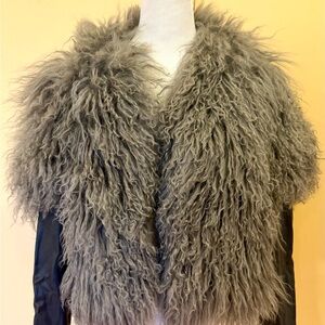 UGG Taupe Long Shag Faux Fur Open-Front Jacket